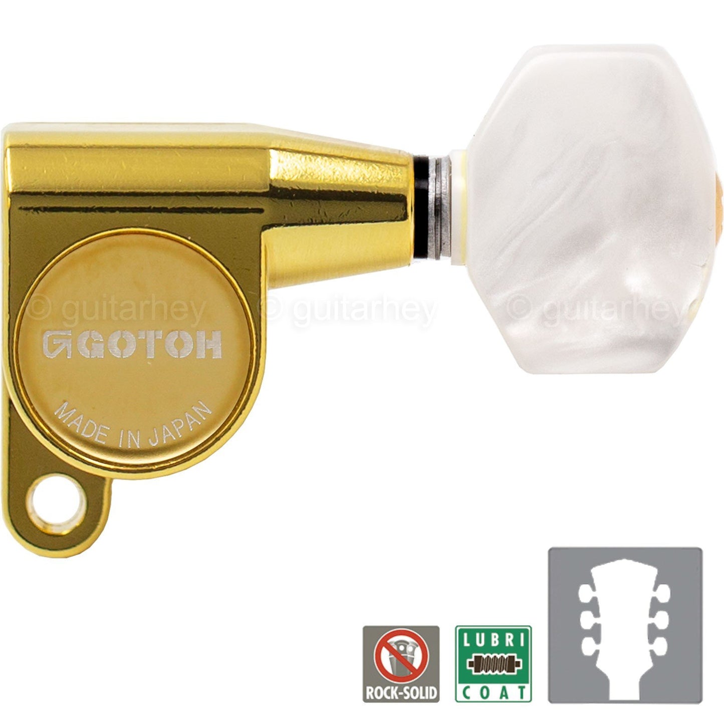 NEW Gotoh SG360-P7 Mini Tuning Keys w/ Small PEARLOID Buttons Set 3x3 - GOLD