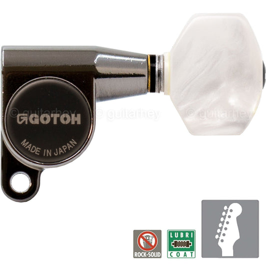 NEW Gotoh SG360-P7 Mini Tuners 6 In-Line Schaller Style PEARLOID - COSMO BLACK