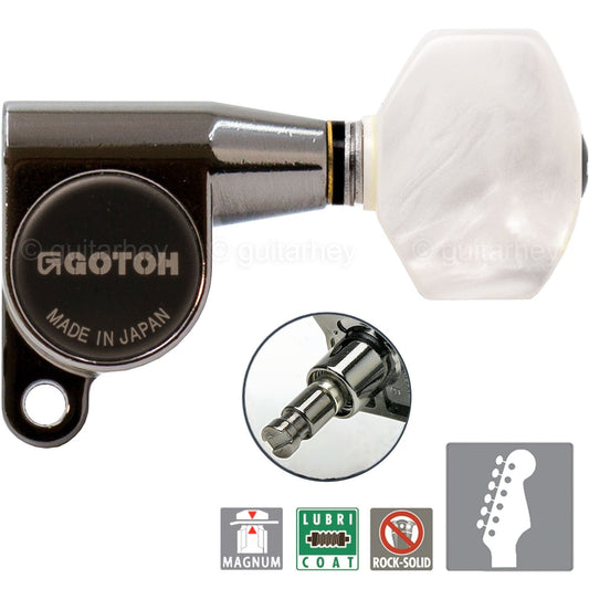 NEW Gotoh SG360-P7 MG MAGNUM LOCKING Set 6 in line PEARLOID Buttons, COSMO BLACK