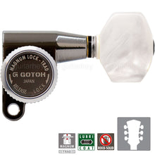 Load image into Gallery viewer, NEW Gotoh SG360 MGT Locking Tuners L3+R3 WHITE PEARLOID Buttons 3x3 -COSMO BLACK