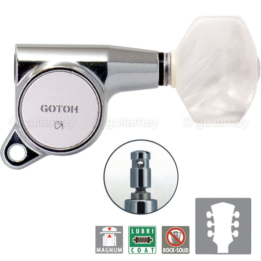 NEW Gotoh SG381-P7 MG MAGNUM LOCKING L3+R3 PEARLOID Tuning Keys Set 3x3 - CHROME