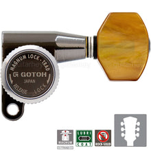 Load image into Gallery viewer, NEW Gotoh SG360-P8 MGT Locking Tuners L3+R3 AMBER Buttons 3x3 - COSMO BLACK