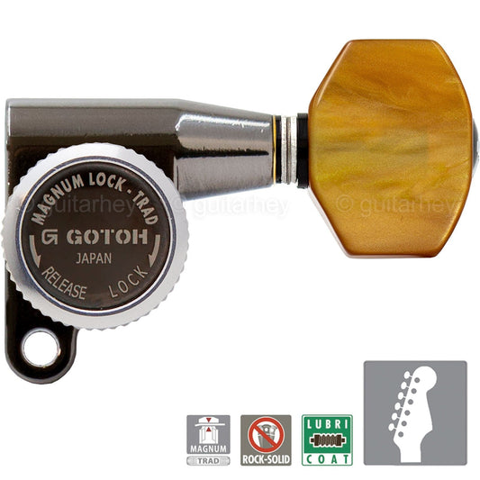 NEW Gotoh SG360-P8 MGT 6-in-line LOCKING Tuners Set Right Handed - COSMO BLACK