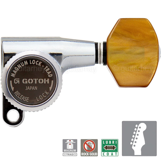 NEW Gotoh SG360-P8 MGT 6-in-line LOCKING Tuners Set MINI Right Handed - CHROME