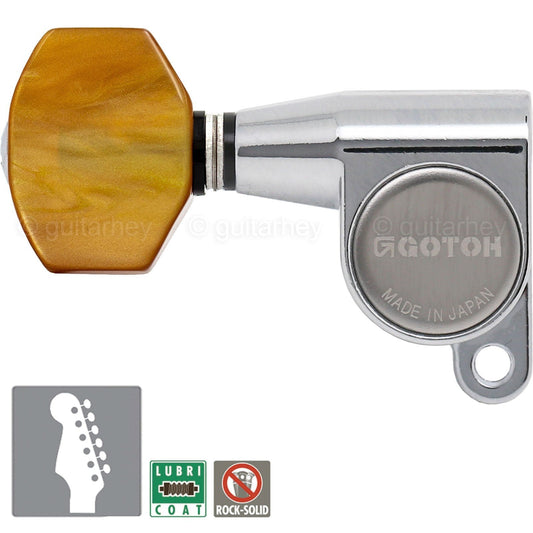 NEW Gotoh SG360-P8 LEFT HANDED 6 In-Line SET Mini Tuners, Tuning Keys - CHROME