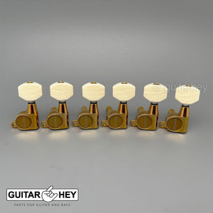 NEW Gotoh SG360-M07 LEFT-HANDED 6-In-Line Mini Tuning Keys IVORY Buttons - GOLD