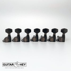 NEW Gotoh SG360-07 Set 7-String 7 In-Line Mini Tuners, LEFT-HANDED - BLACK