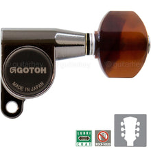 Load image into Gallery viewer, NEW Gotoh SG360 Tuners Schaller Style Mini TORTOISE Buttons SET 3x3 COSMO BLACK