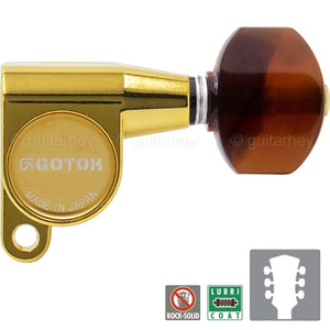 NEW Gotoh SG360 L3+R3 Mini Tuners w/ TORTOISE Buttons 3x3 - GOLD