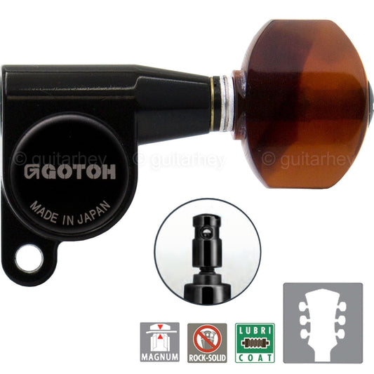 NEW Gotoh SG360 MG Magnum Locking L3+R3 TORTOISE Buttons Set 3x3 - BLACK