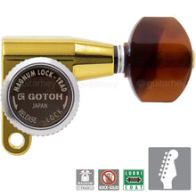 Load image into Gallery viewer, NEW Gotoh SG360 MGT 6-in-line LOCKING Mini Tuners w/ TORTOISE Buttons - GOLD