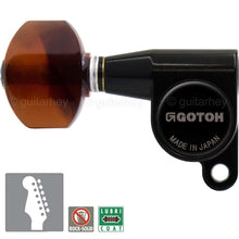 Carregar imagem no visualizador da galeria, NEW Gotoh SG360 LEFT HANDED 6 In-Line Mini Tuner Keys TORTOISE Buttons - BLACK