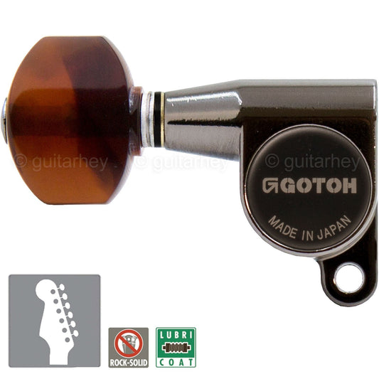 NEW Gotoh SG360 LEFT HANDED 6 In-Line Schaller Style Mini TORTOISE - COSMO BLACK