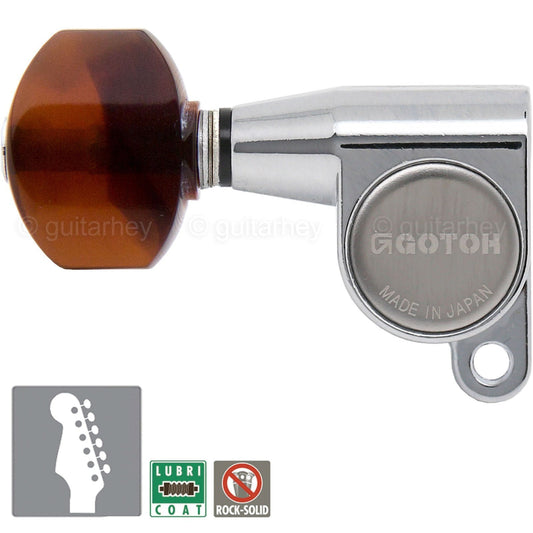 NEW Gotoh SG360 LEFT HANDED 6 In-Line SET Mini Keys w/ TORTOISE Buttons - CHROME