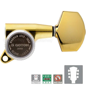 NEW Gotoh SG381-01 MGT L3+R3 Set Locking Tuners Key LARGE BUTTONS 3x3 BK - GOLD
