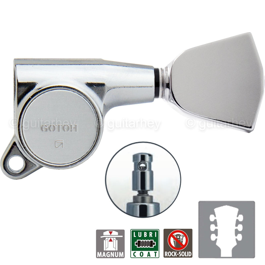 NEW Gotoh SG381-04 MG Magnum Locking L3+R3 Keystone Tuning Keys Set 3x3 - CHROME
