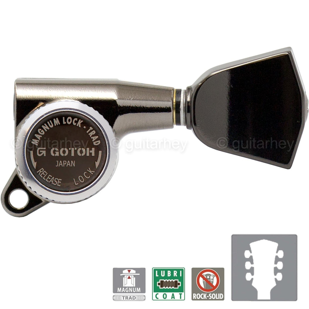 NEW Gotoh SG381-04 MGT Magnum Locking Trad Keystone Buttons 3x3 - COSMO BLACK