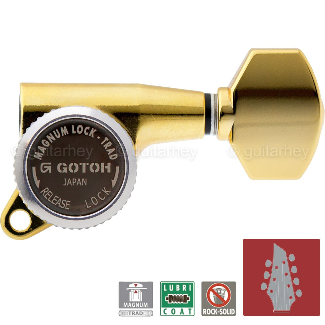 NEW Gotoh SG381-07 MGT Locking Tuners 7-String Small Keys L3+R4 Set 3x4 - GOLD