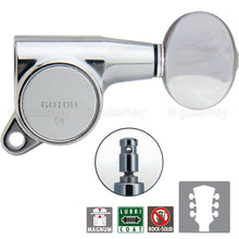 Load image into Gallery viewer, NEW Gotoh SG381-05 MG MAGNUM LOCKING L3+R3 OVAL Tuning Keys Set 3x3 - CHROME