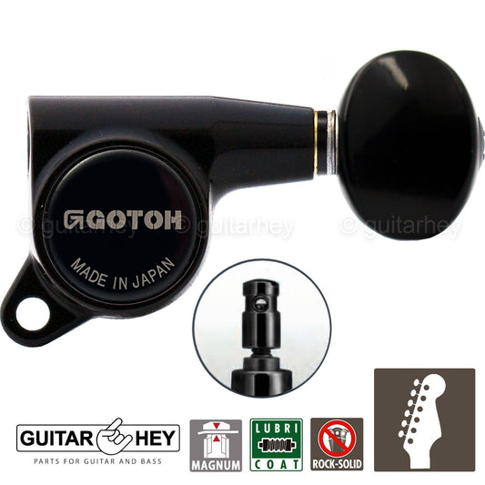 NEW Gotoh SG381-05 MG Magnum Locking 6 in Line Set OVAL Small Buttons - BLACK