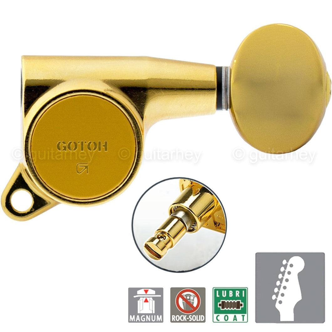 NEW Gotoh SG381-05 MG Magnum Locking 6 in Line OVAL Buttons Right Handed - GOLD