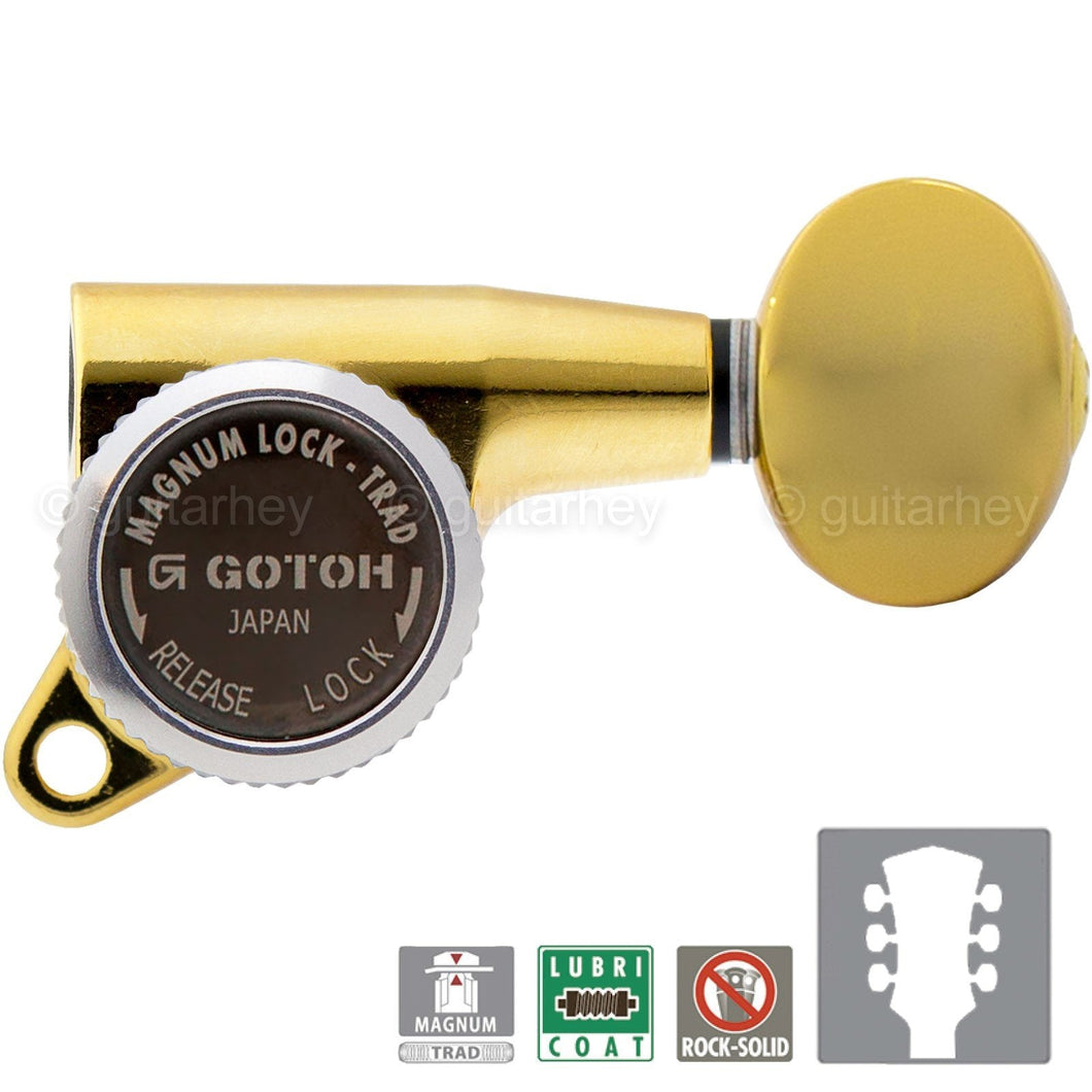 NEW Gotoh SG381-05 MGT MAGNUM LOCKING TRAD OVAL Buttons Keys Set 3x3 - GOLD