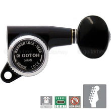 Load image into Gallery viewer, NEW Gotoh SG381-05 MGT Magnum Lock Trad 6 in Line Set Locking Tuners - BLACK