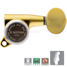 Load image into Gallery viewer, NEW Gotoh SG381-05 MGT Magnum Oval Buttons LOCKING TUNERS SET 6 in Line - GOLD