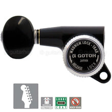 Load image into Gallery viewer, NEW Gotoh SG381-05 MGT LEFTY Locking Tuners LEFT-HANDED 6 in-Line Set - BLACK