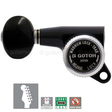 Carregar imagem no visualizador da galeria, NEW Gotoh SG381-05 MGT LEFTY Locking Tuners LEFT-HANDED 6 in-Line Set - BLACK