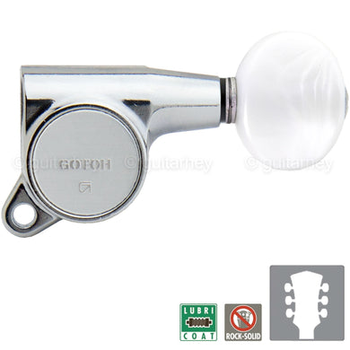 NEW Gotoh SG381-05P1 Tuning Keys L3+R3 w/ OVAL White Buttons Set 3x3 - CHROME