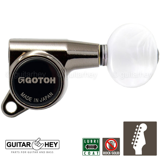 NEW Gotoh SG381-05P1 Set 6 in line Tuners Oval Pearl Right Handed - COSMO BLACK