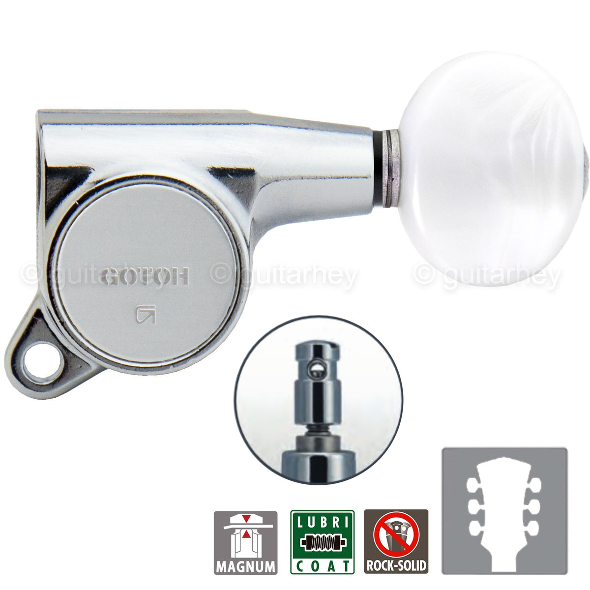 NEW Gotoh SG381-05P1 MG L3+R3 Set LOCKING Mini Tuners OVAL PEARLOID 3x3 - CHROME