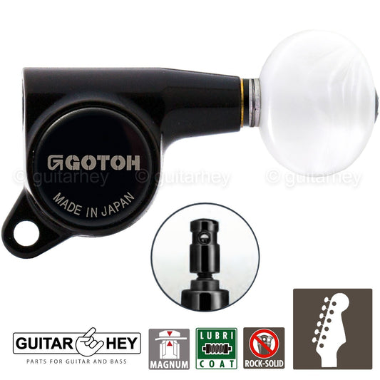 NEW Gotoh SG381-05P1 MG Locking Set 6 in Line Mini Tuners OVAL PEARLOID - BLACK
