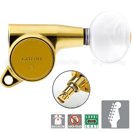 NEW Gotoh SG381-05P1 MG Locking Tuning Keys Set 6 in Line OVAL PEARLOID - GOLD