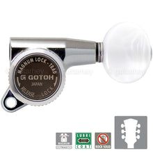 Load image into Gallery viewer, NEW Gotoh SG381-05P1 MGT Locking Keys w/ OVAL PEARLOID Buttons Set 3x3 - CHROME