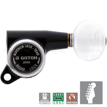 Load image into Gallery viewer, NEW Gotoh SG381-05P1 MGT Locking Set 6 in Line Mini Tuners OVAL PEARLOID - BLACK