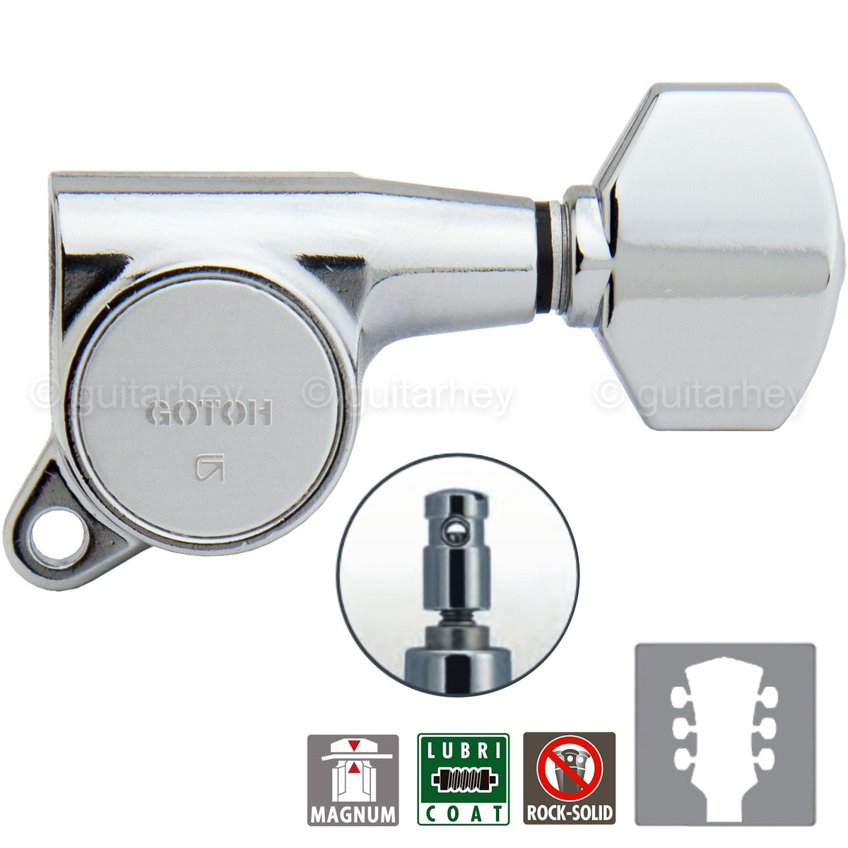 NEW Gotoh SG381-07 MG MAGNUM LOCKING L3+R3 SMALL Tuning Keys Set 3x3 - CHROME