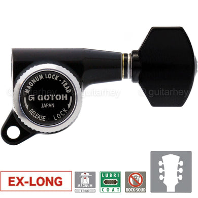 NEW Gotoh SG381-07 MGT L3+R3 Set Locking EX-LONG 21.5mm Tuners Keys 3x3 - BLACK