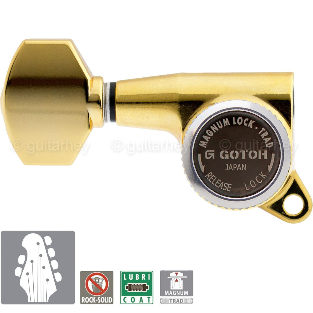 NEW Gotoh SG381-07 MGT L2+R4 Set Mini Locking Tuners Tuning Keys 2x4 - GOLD