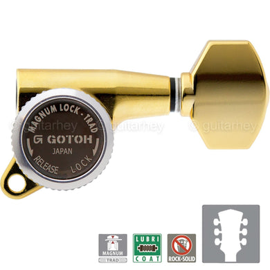 NEW Gotoh SG381-07 MGT Magnum Locking Traditional L3+R3 Tuners Keys 3x3 - GOLD