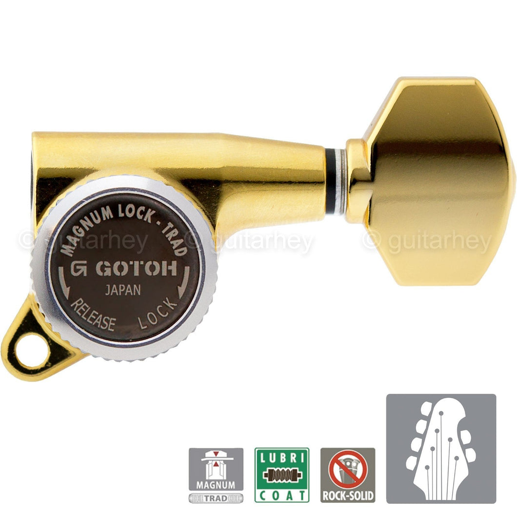 NEW Gotoh SG381-07 MGT L4+R2 Set Mini Locking Tuners Tuning Keys 4x2 - GOLD