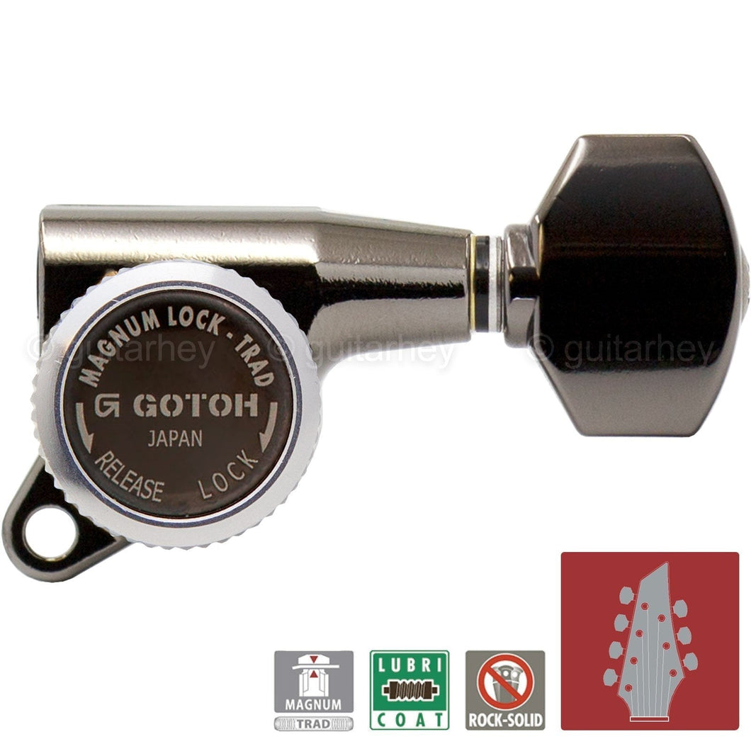 NEW Gotoh SG381-07 L4+R3 MGT Locking Tuners 7-String Small Keys 4x3, COSMO BLACK