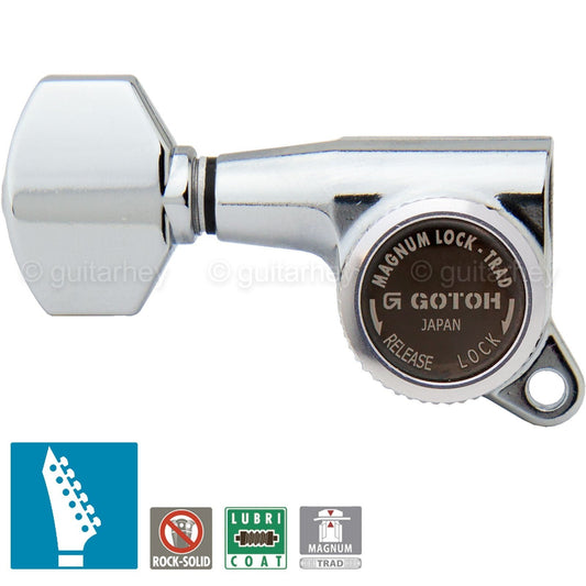 NEW Gotoh SG381-07 MGT 6 in Line EX LONG Staggered Set Locking TREBLE - CHROME