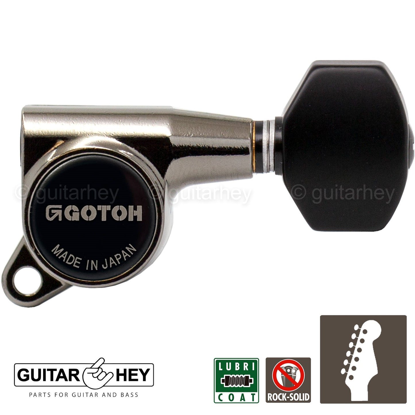 NEW Gotoh SG381-B07 Tuning Keys 6 in line Tuners w/ Plastic Buttons COSMO BLACK