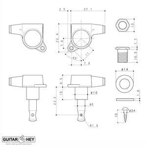 NEW Gotoh SG381-07 L2+R4 Set Mini Tuners w/ Screws and Bushings 2x4 - CHROME