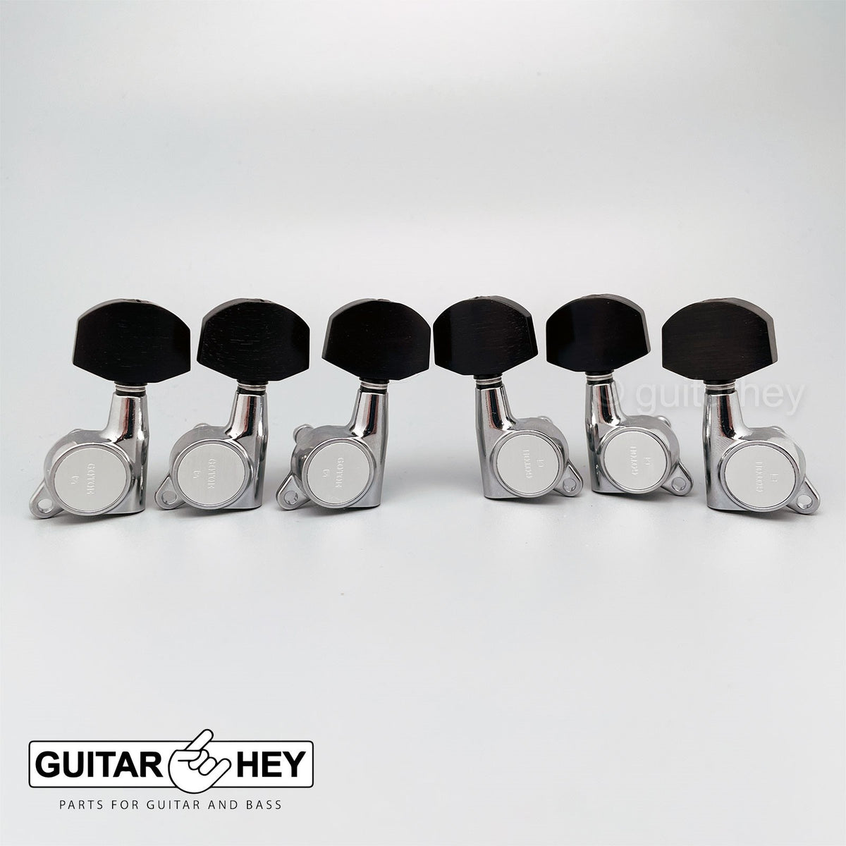 NEW Gotoh SG381-EN01 MG Locking Tuners L3+R3 w/ Large EBONY Buttons 3x3 - CHROME