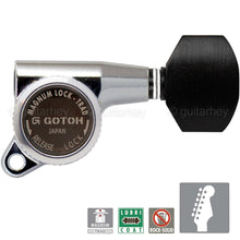 Load image into Gallery viewer, NEW Gotoh SG381-EN07 MGT Locking Tuners 6 in Line w/ Small EBONY Buttons, CHROME