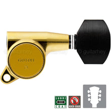 Load image into Gallery viewer, NEW Gotoh SG381-EN07 Guitar Tuning L3+R3 w/ Small EBONY Buttons Set 3x3 - GOLD