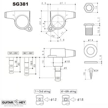 Load image into Gallery viewer, NEW Gotoh SG381 HAPM 6 in line Tuners Locking Set w/ PEARLOID Buttons - CHROME